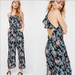 Free People Fresh Fields Floral Pleated Jumpsuit